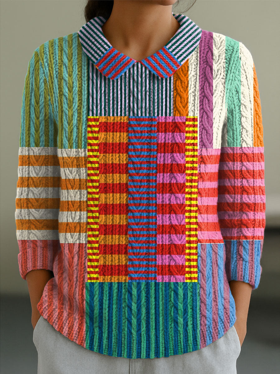 Amanda – Lebhafter Patchwork-Pullover