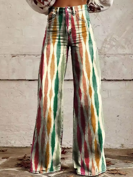 Charliz – Boho-Welle Hose mit Weitem Bein