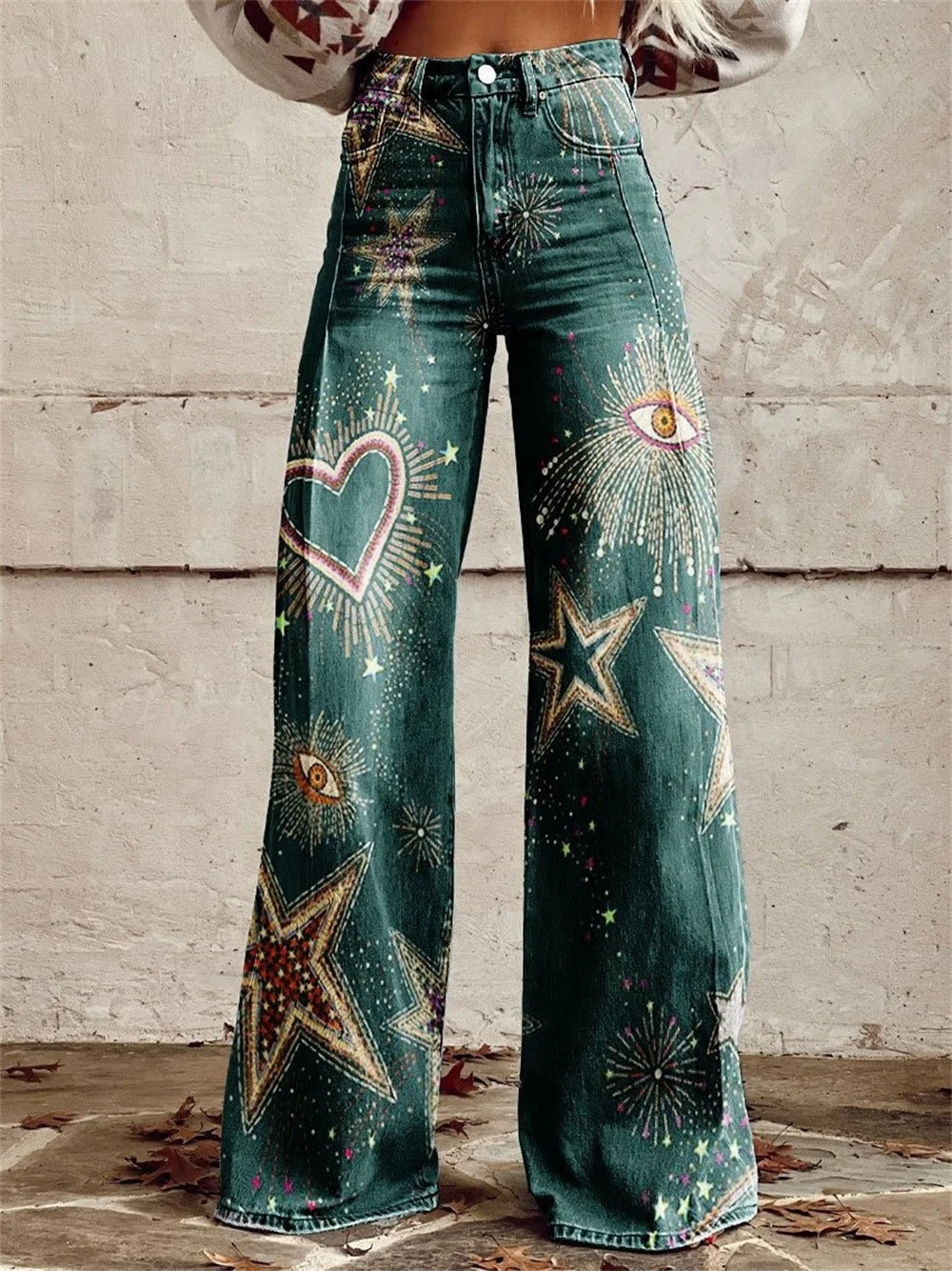 Luisa – Strahlende Galaxie Hose mit Weitem Bein