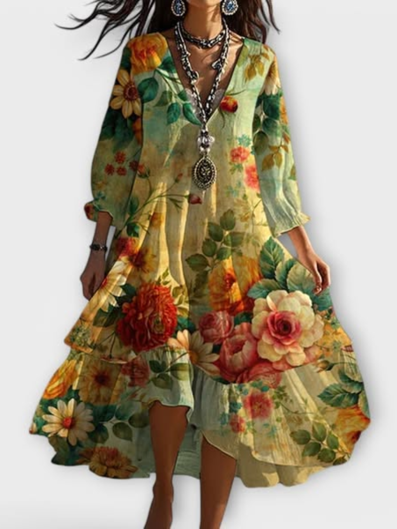 Myla - Strahlendes Floralem Flair Kleid