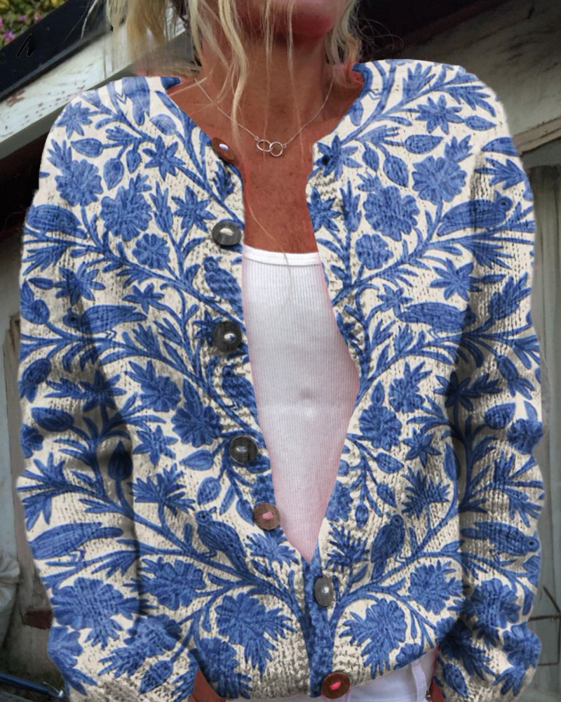 Isabelle – Majestätische Blüte Geknöpft Cardigan