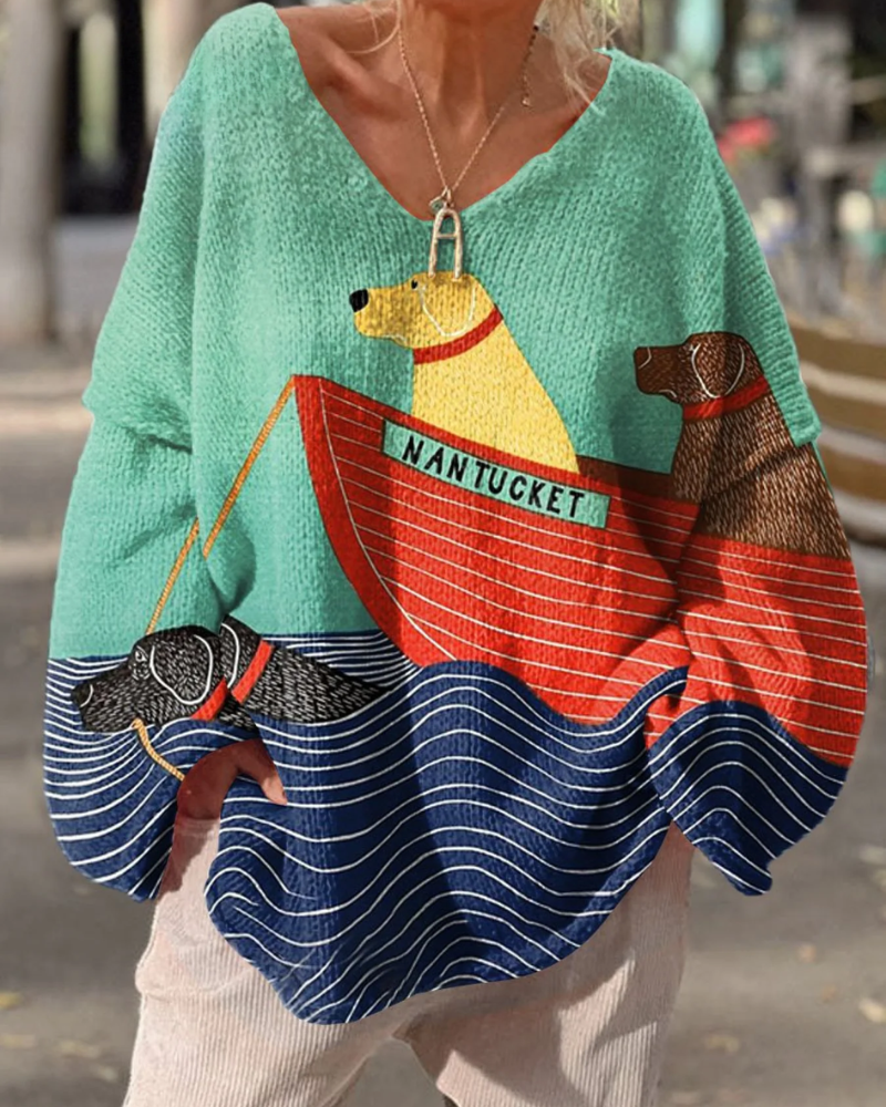 Harlow – Verspielte Reise V-Ausschnitt Pullover