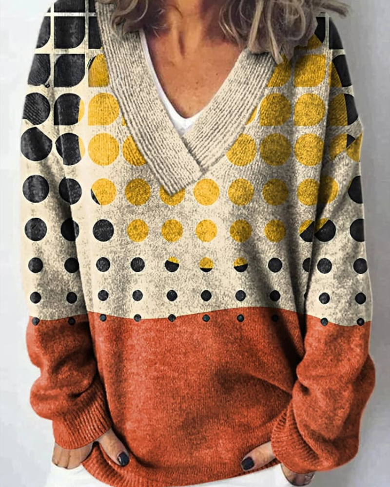 Esther – Schicke Farbblockierung V-Ausschnitt Pullover
