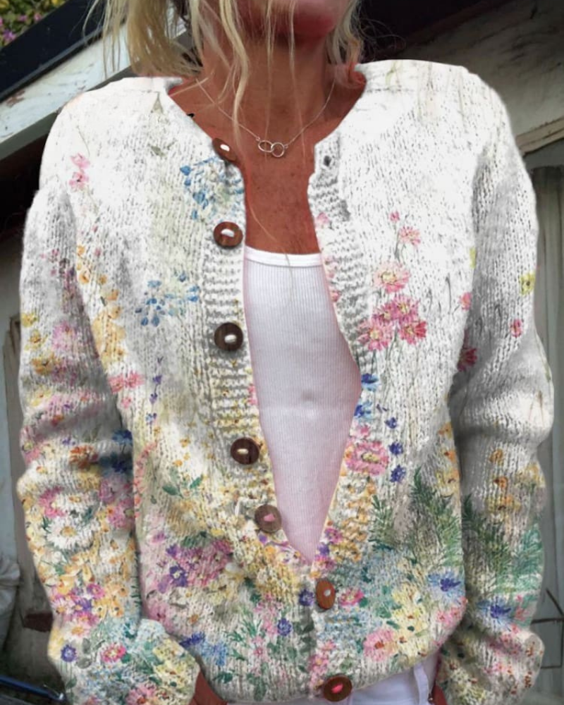 Sofie – Strahlende Flora Geknöpft Cardigan