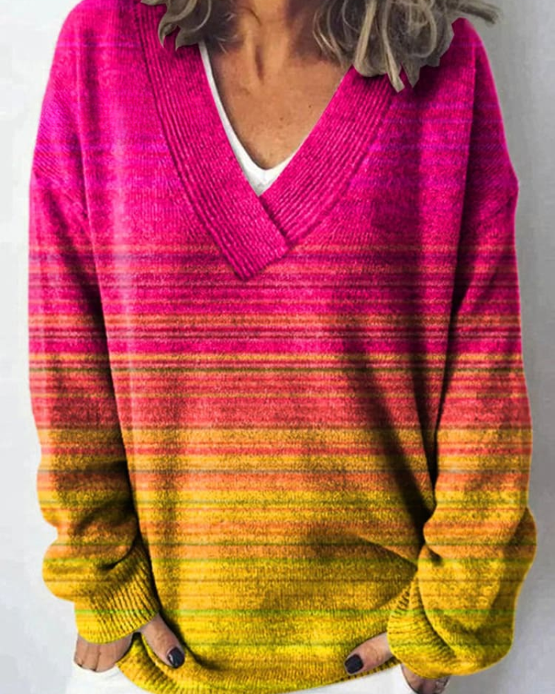Florie – Strahlendes OmbreV-Ausschnitt Pullover