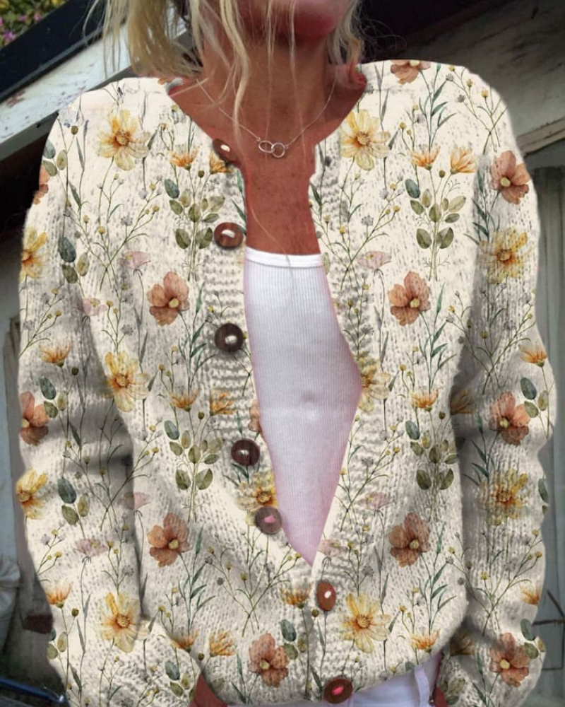 Freya – Zeitloses Blütenblatt Geknöpft Cardigan