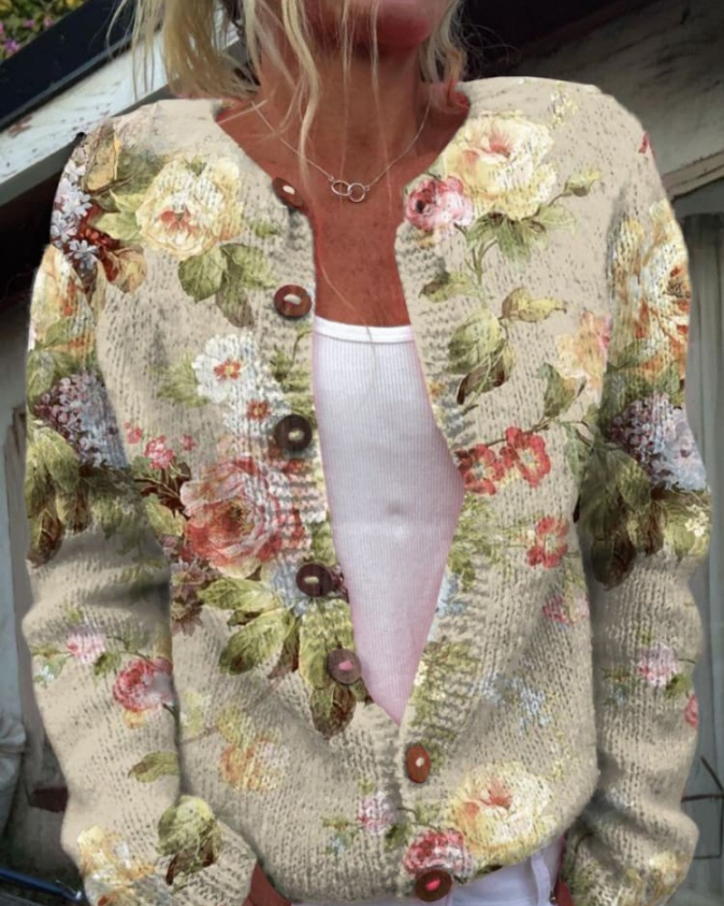 Yara – Anmutige Blüte Geknöpft Cardigan