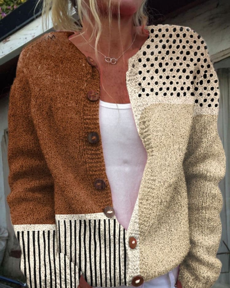 Martina – Verfeinerte Kante Geknöpft Cardigan
