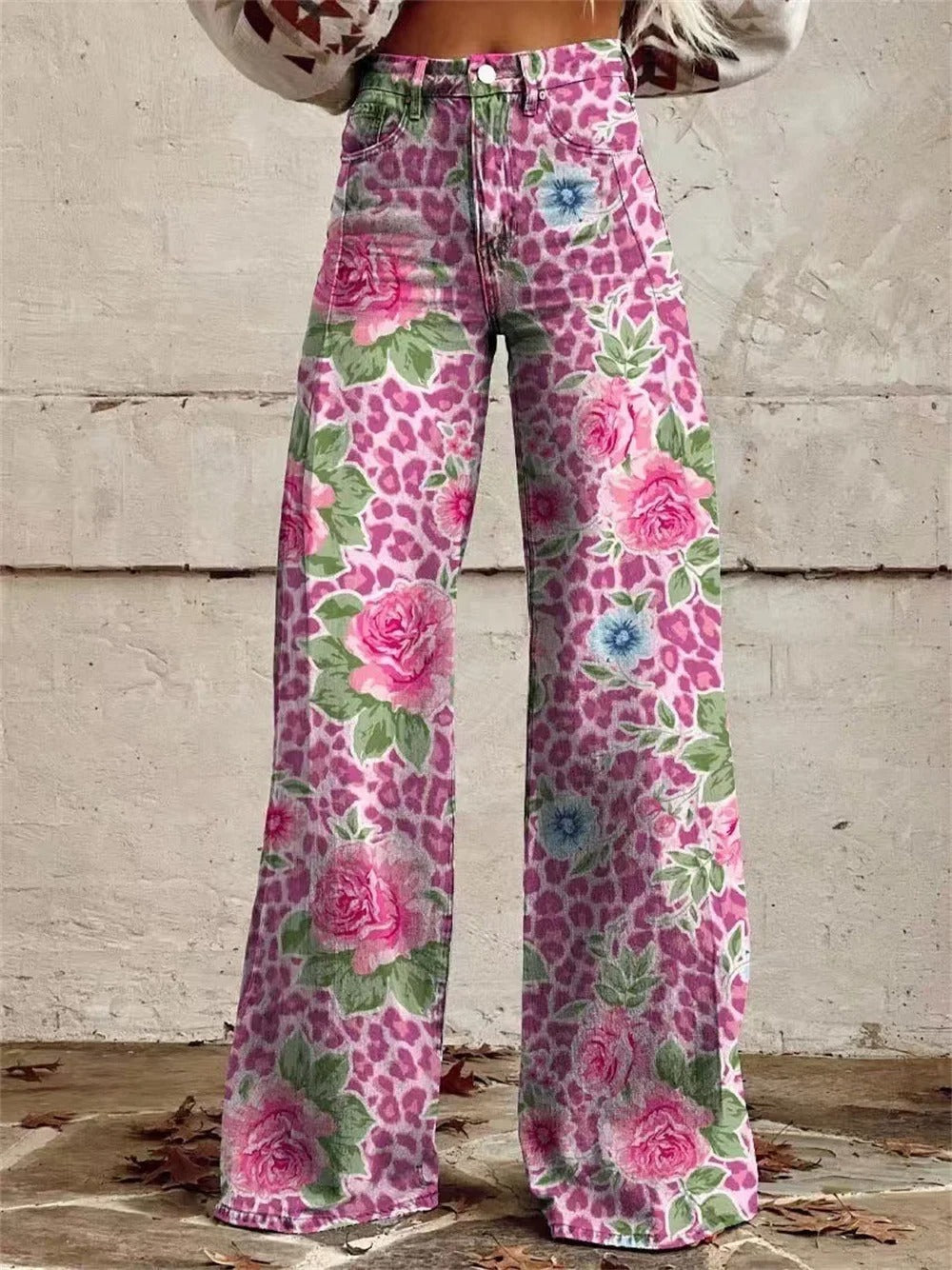 Yvonne – Strahlende Rose Hose mit Weitem Bein