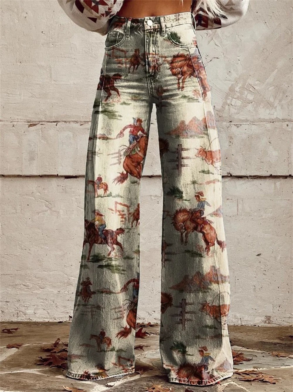 Angelika – Vintage-Western Hose mit Weitem Bein