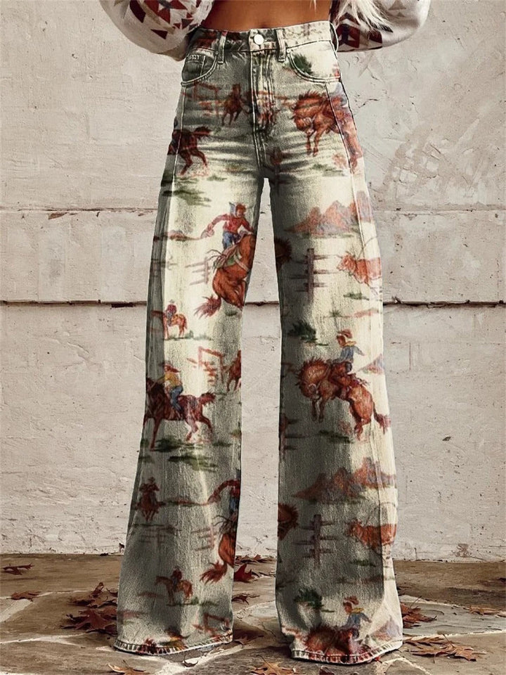 Angelika – Vintage-Western Hose mit Weitem Bein
