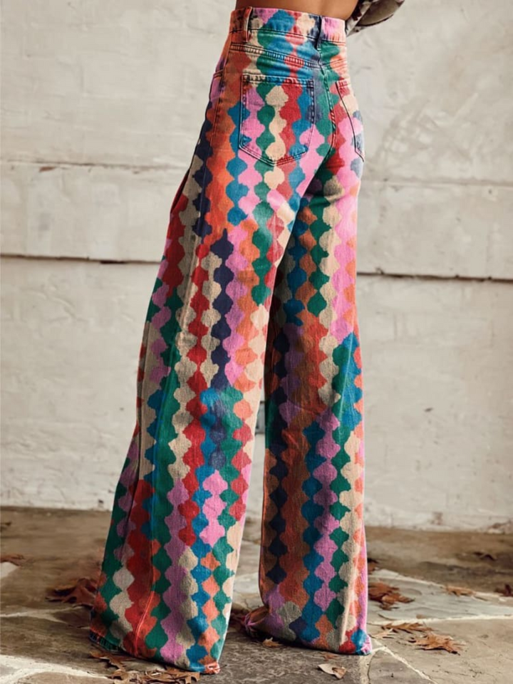 Christa – Colorburst-Statement Hose mit Weitem Bein