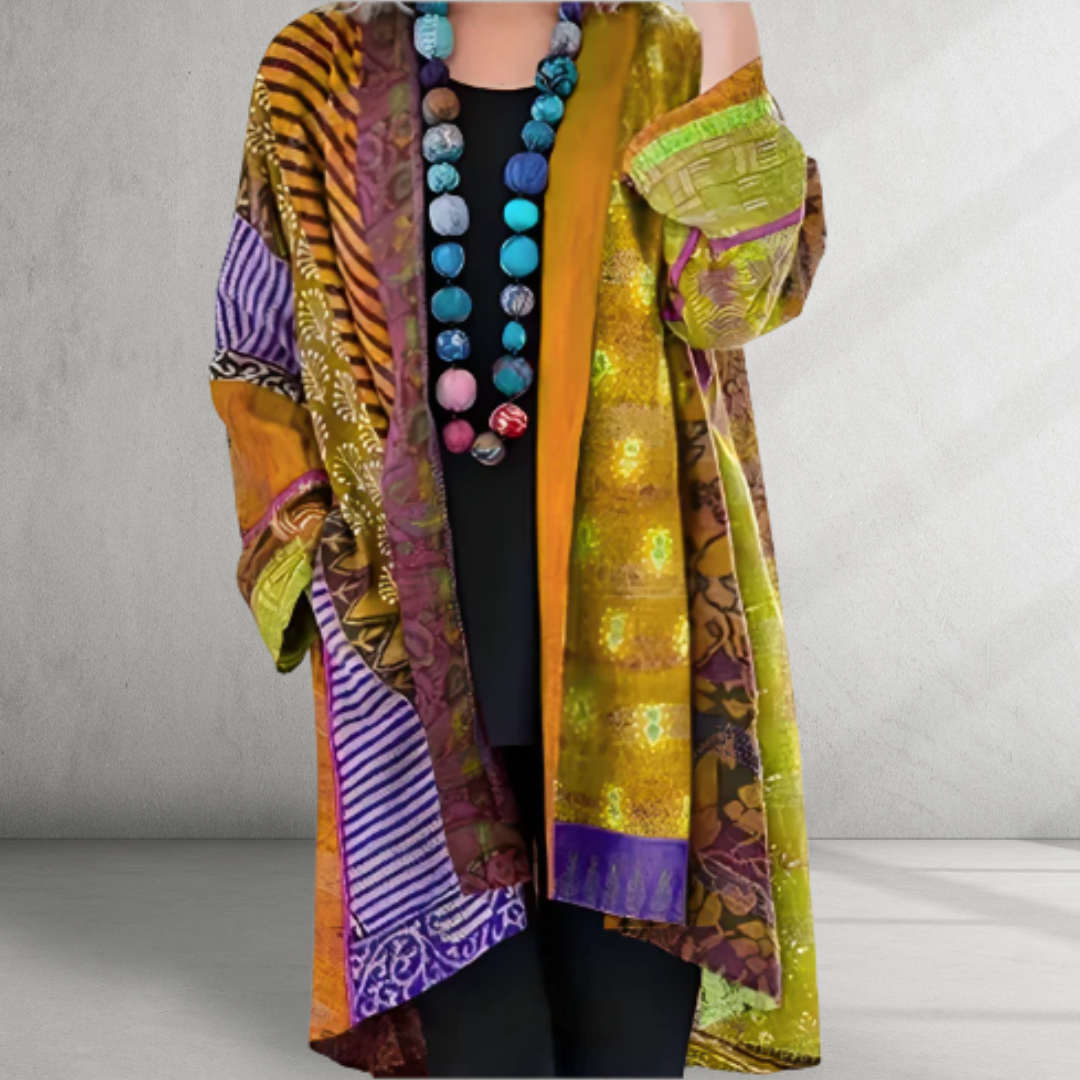 Caroline - Boho-Patch-Strickjacke