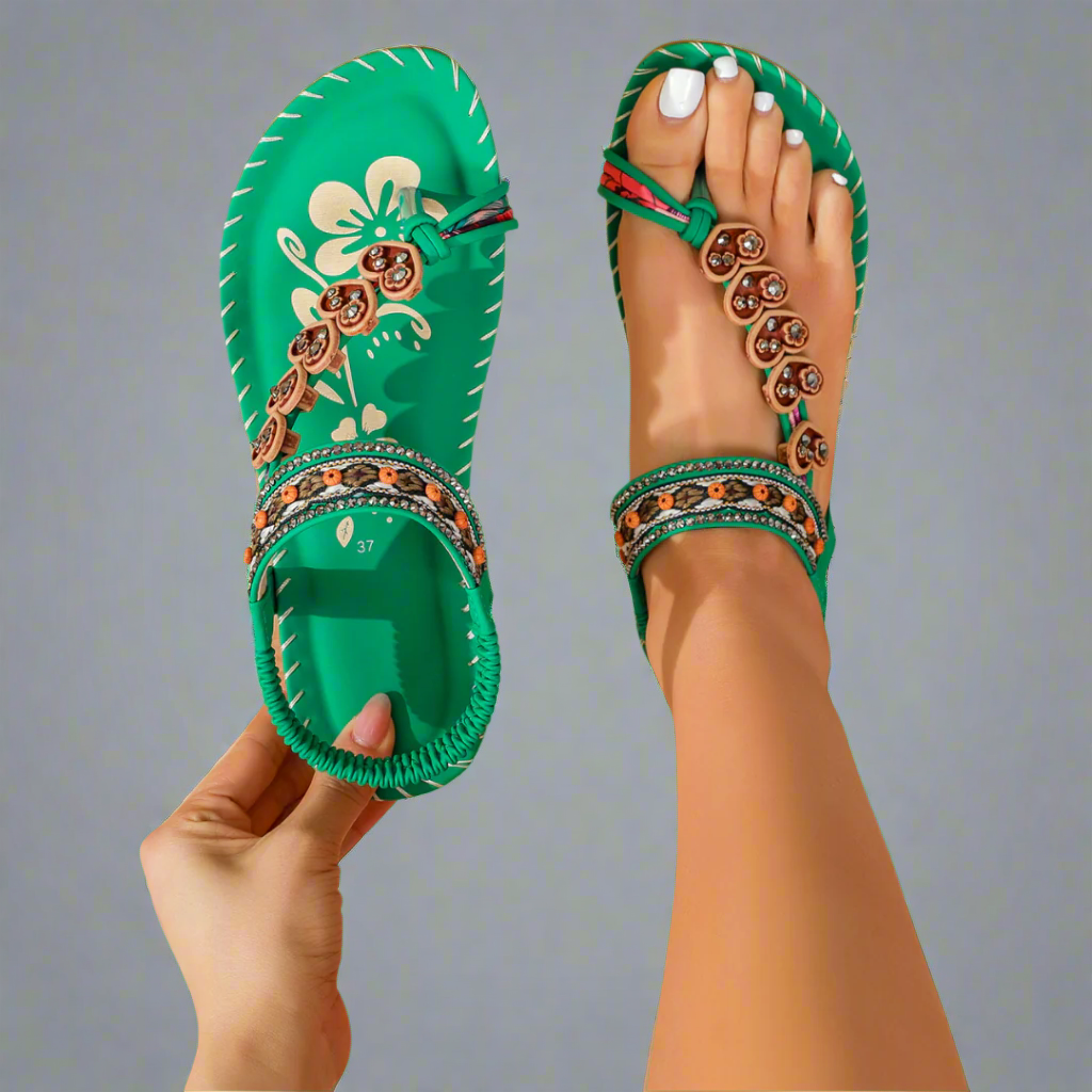 Therese – Boho-Blüten-Sandalen