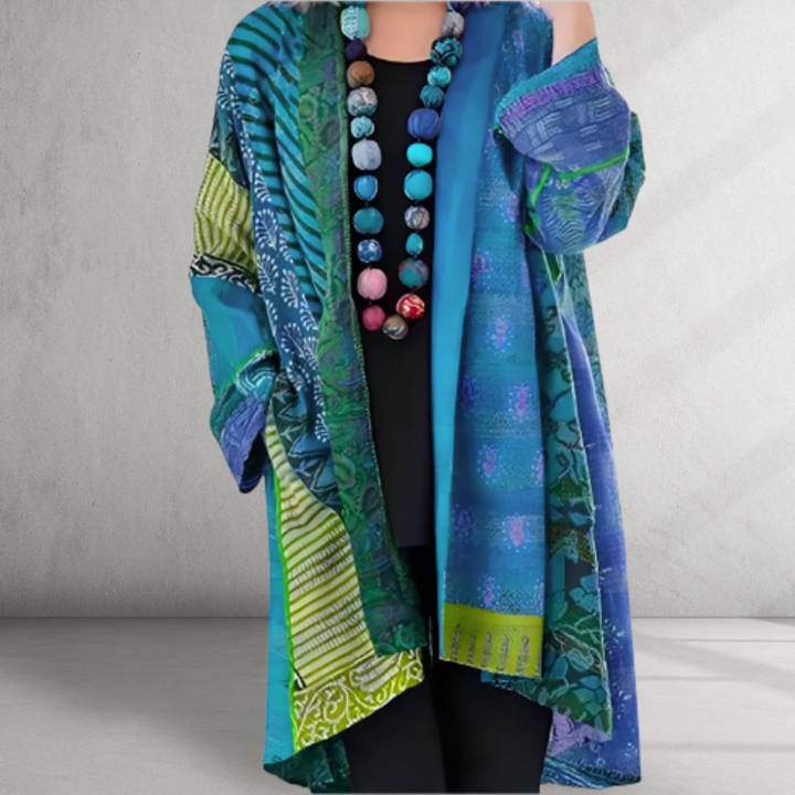Caroline - Boho-Patch-Strickjacke