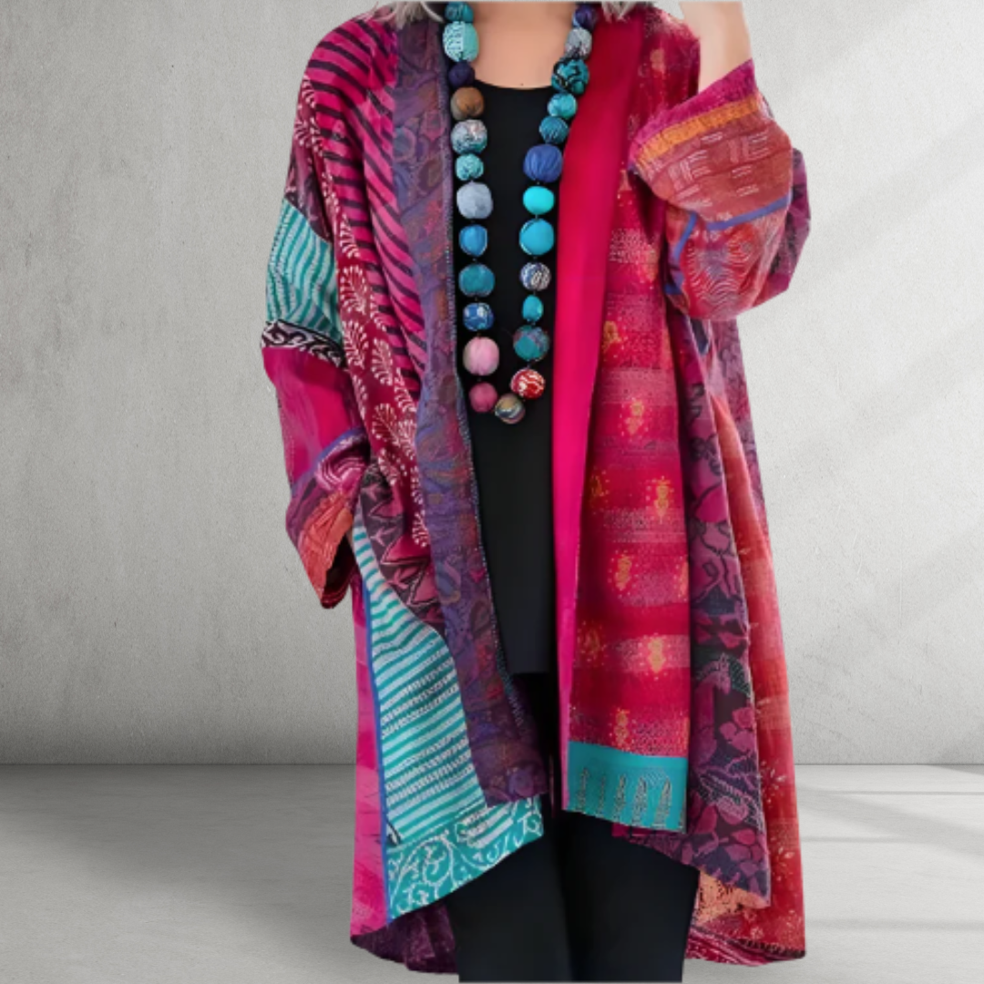 Caroline - Boho-Patch-Strickjacke