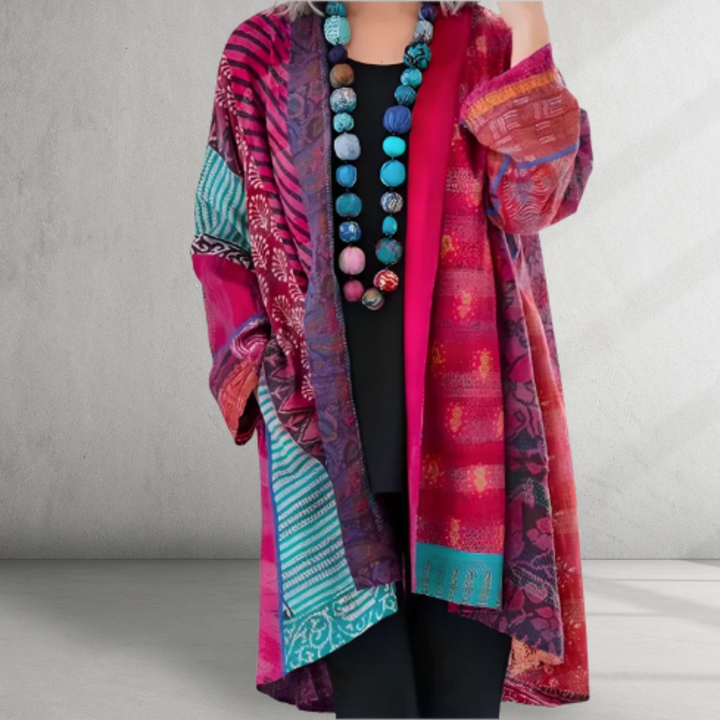 Caroline - Boho-Patch-Strickjacke