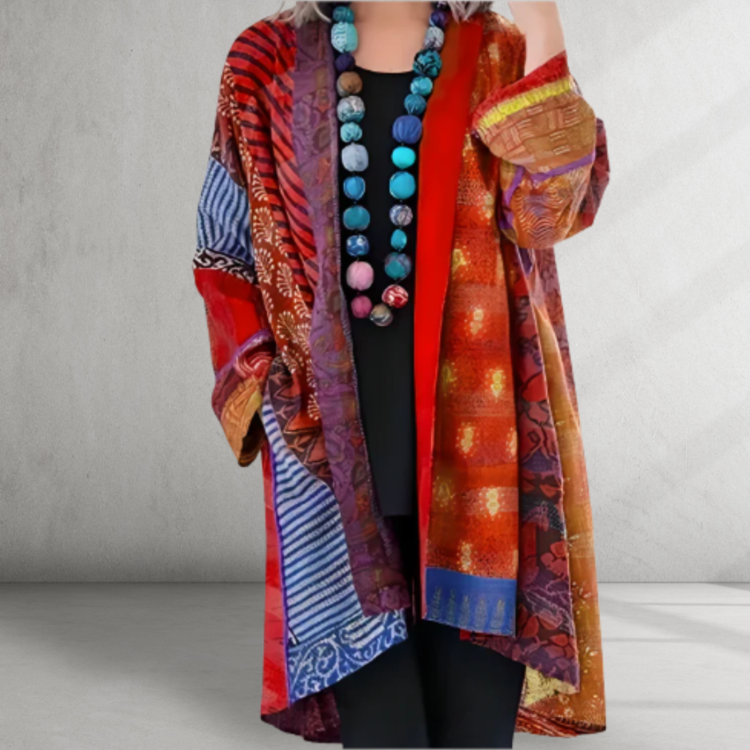 Caroline - Boho-Patch-Strickjacke