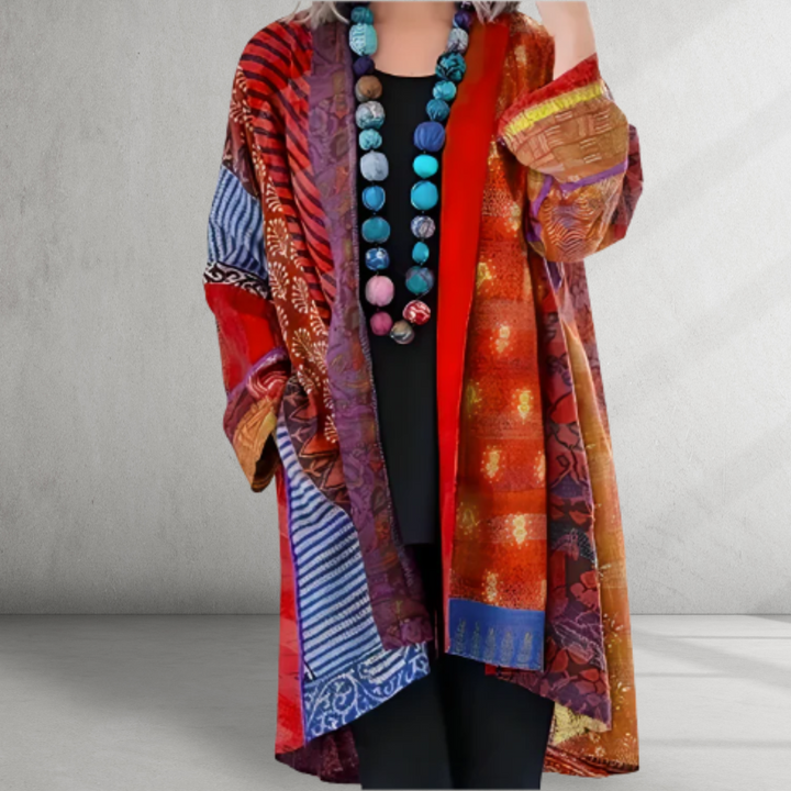 Caroline - Boho-Patch-Strickjacke