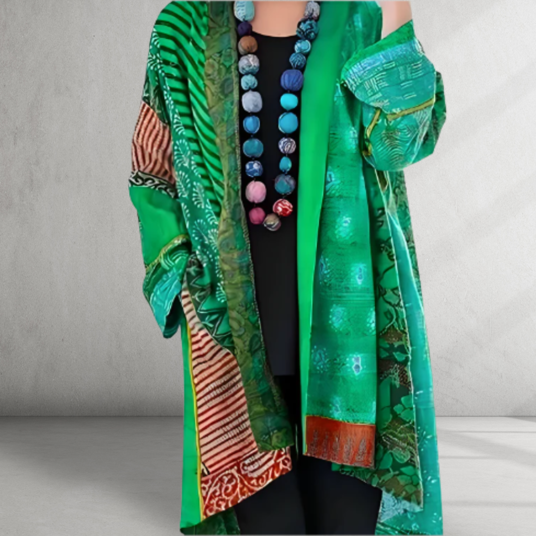 Caroline - Boho-Patch-Strickjacke