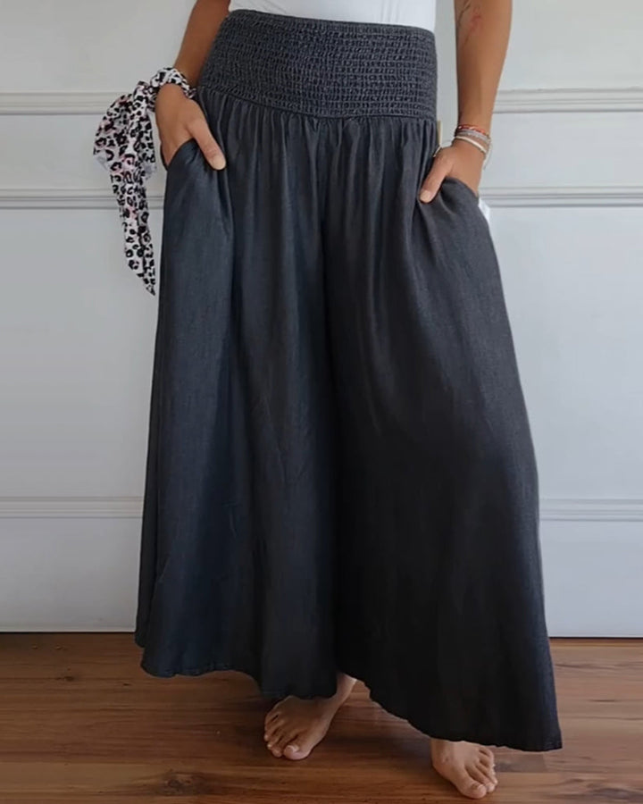 Lana – Gesmokte Weitem Bein Hose
