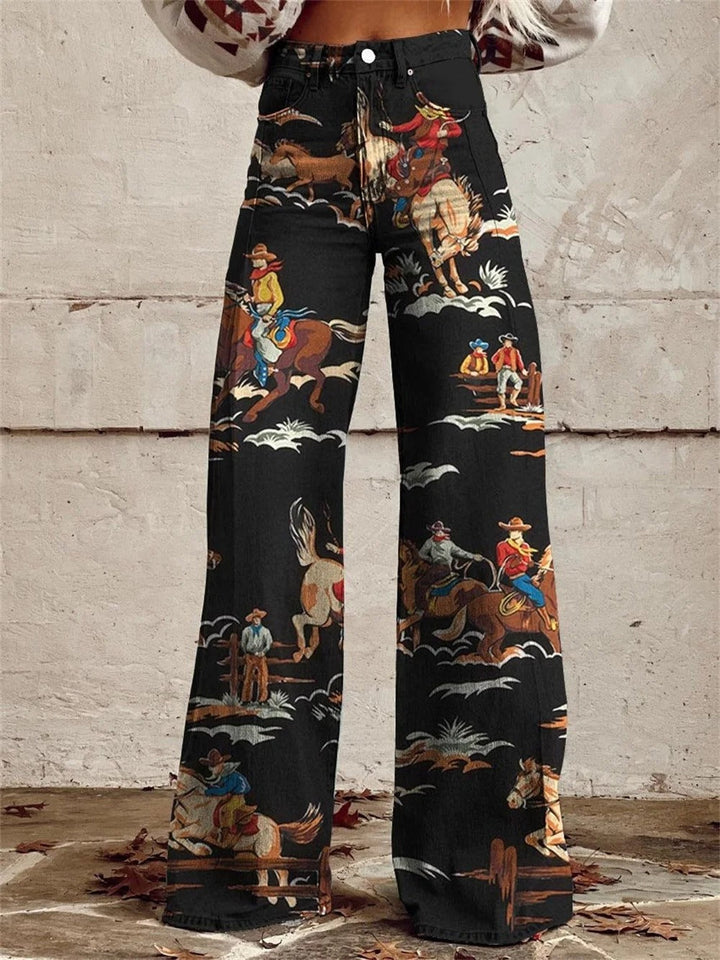 Angelika – Vintage-Western Hose mit Weitem Bein