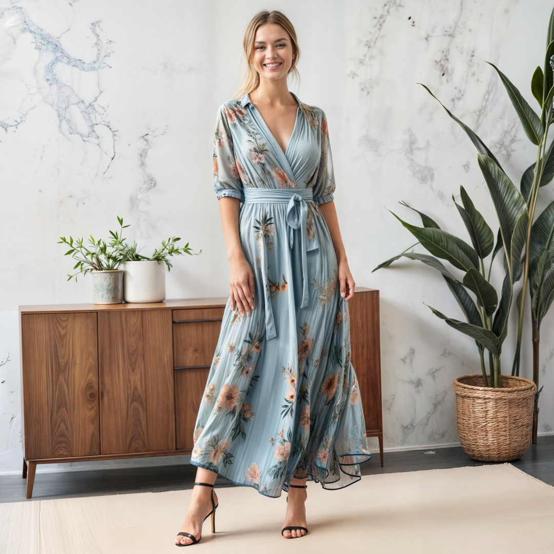 Stacey - V-Ausschnitt Midikleid