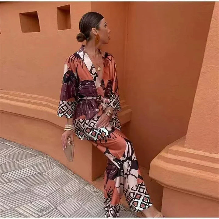 Claudia – Florales Lounge-Kimono-Set