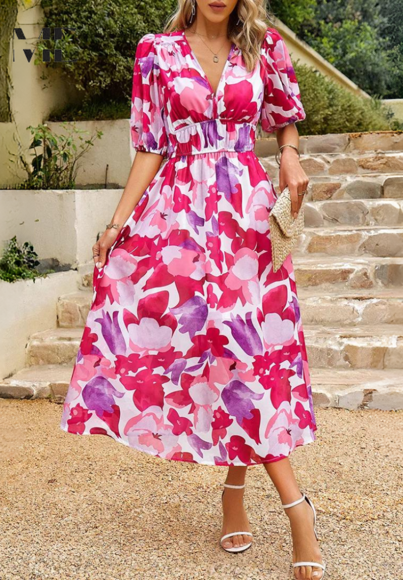 Monica - Elegantes Geblümtes Kleid