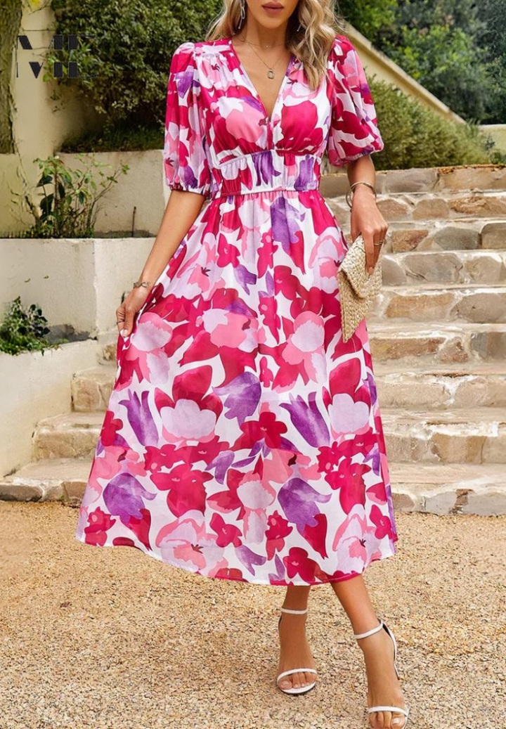 Monica - Elegantes Geblümtes Kleid