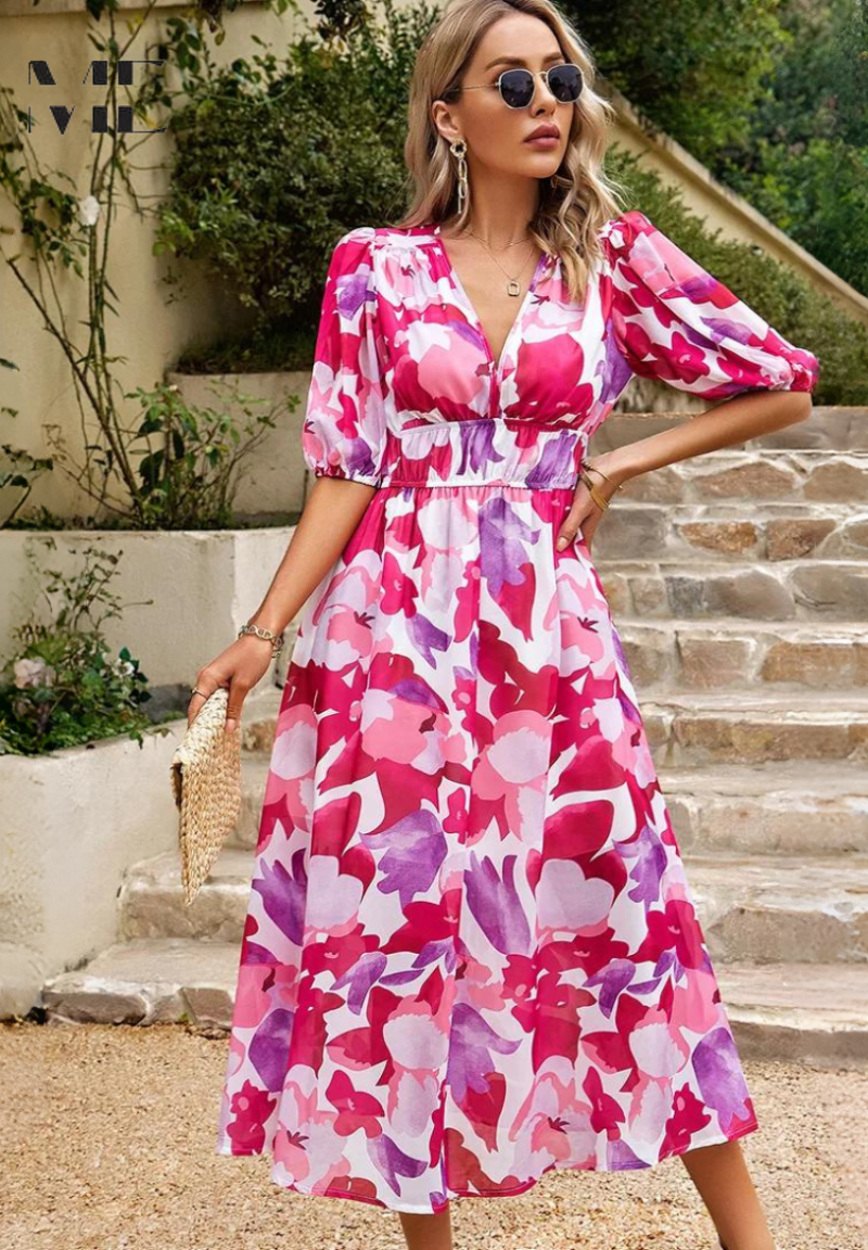 Monica - Elegantes Geblümtes Kleid