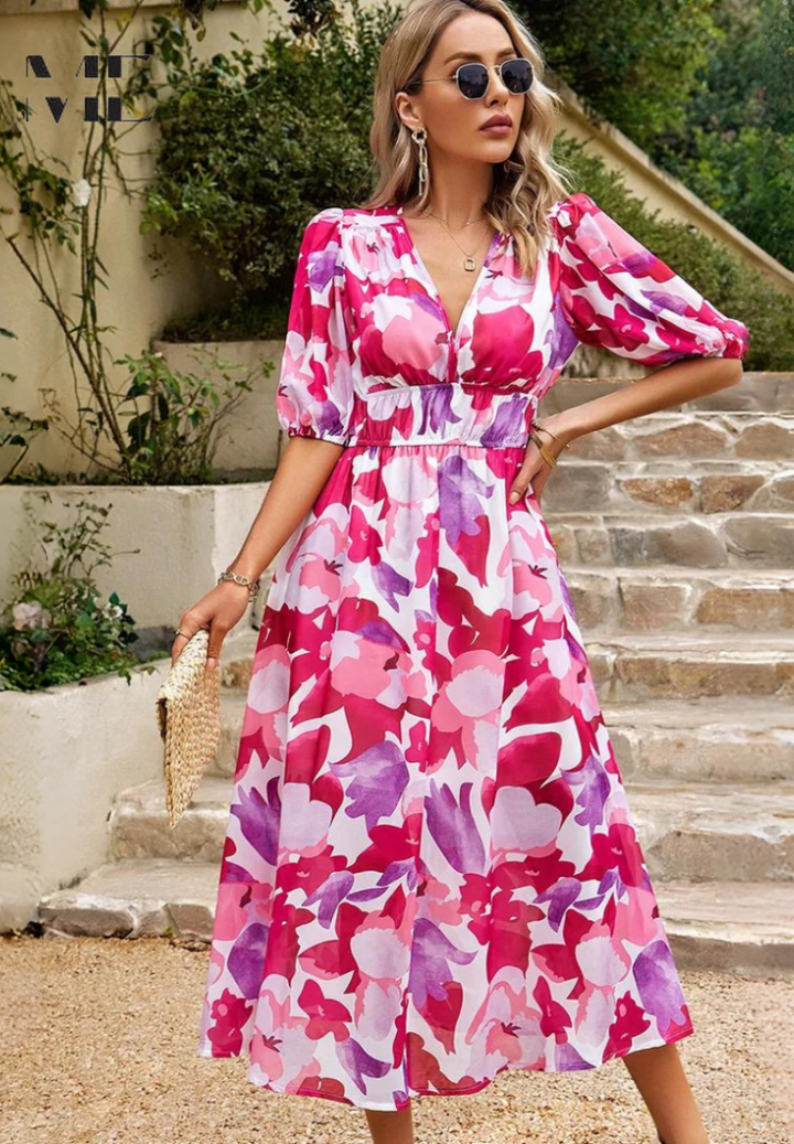Monica - Elegantes Geblümtes Kleid