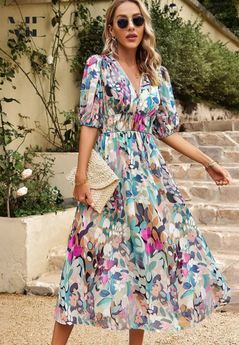 Monica - Elegantes Geblümtes Kleid