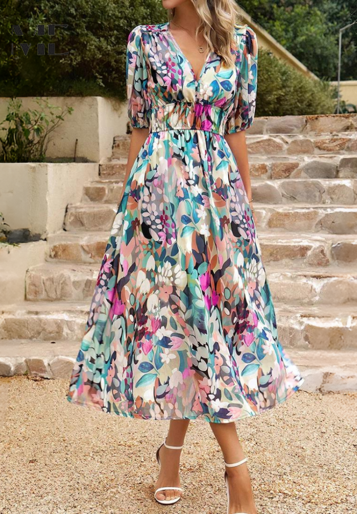 Monica - Elegantes Geblümtes Kleid