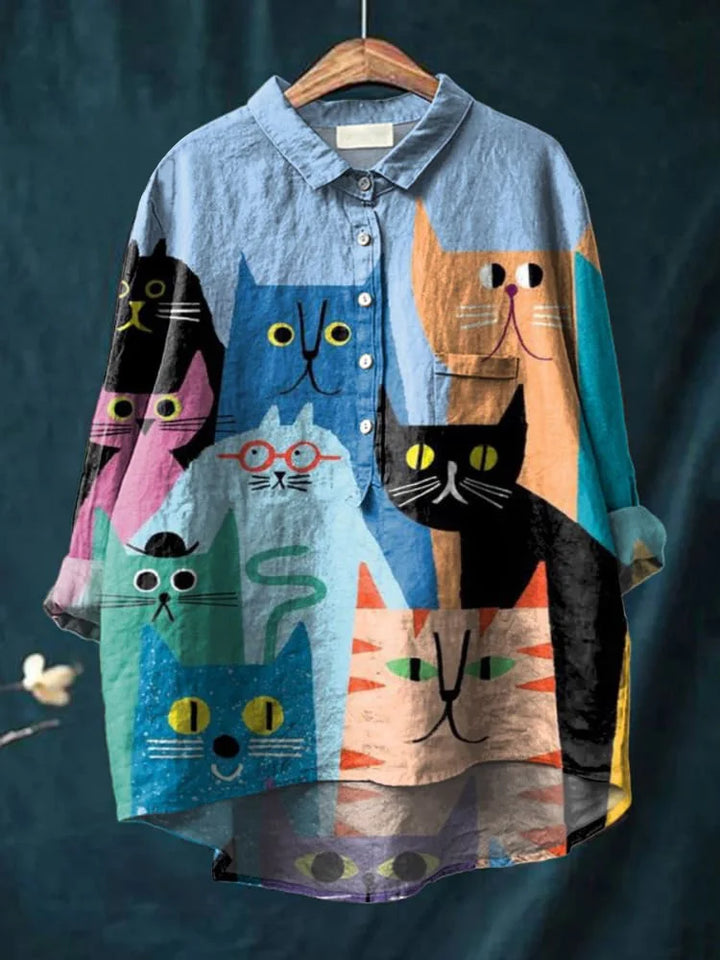Audrey – Glamouröses Katzen-Kunst-Shirt