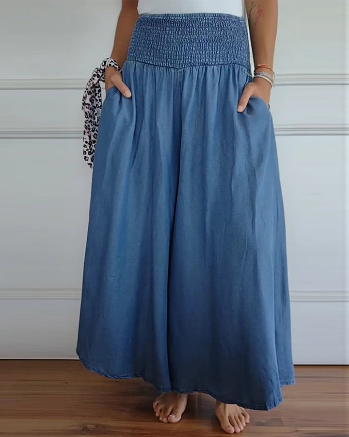 Lana – Gesmokte Weitem Bein Hose