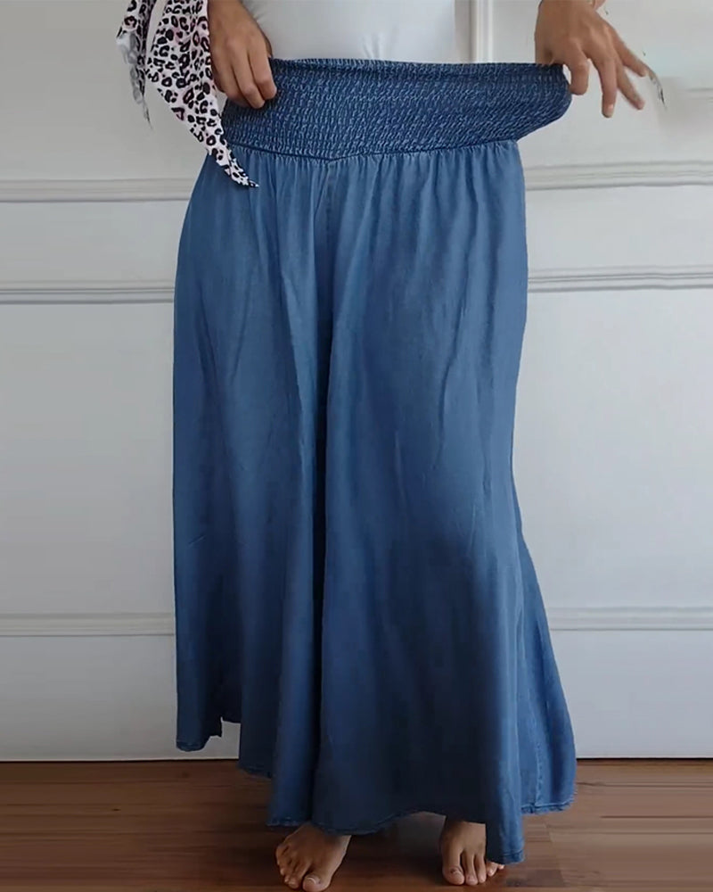 Lana – Gesmokte Weitem Bein Hose