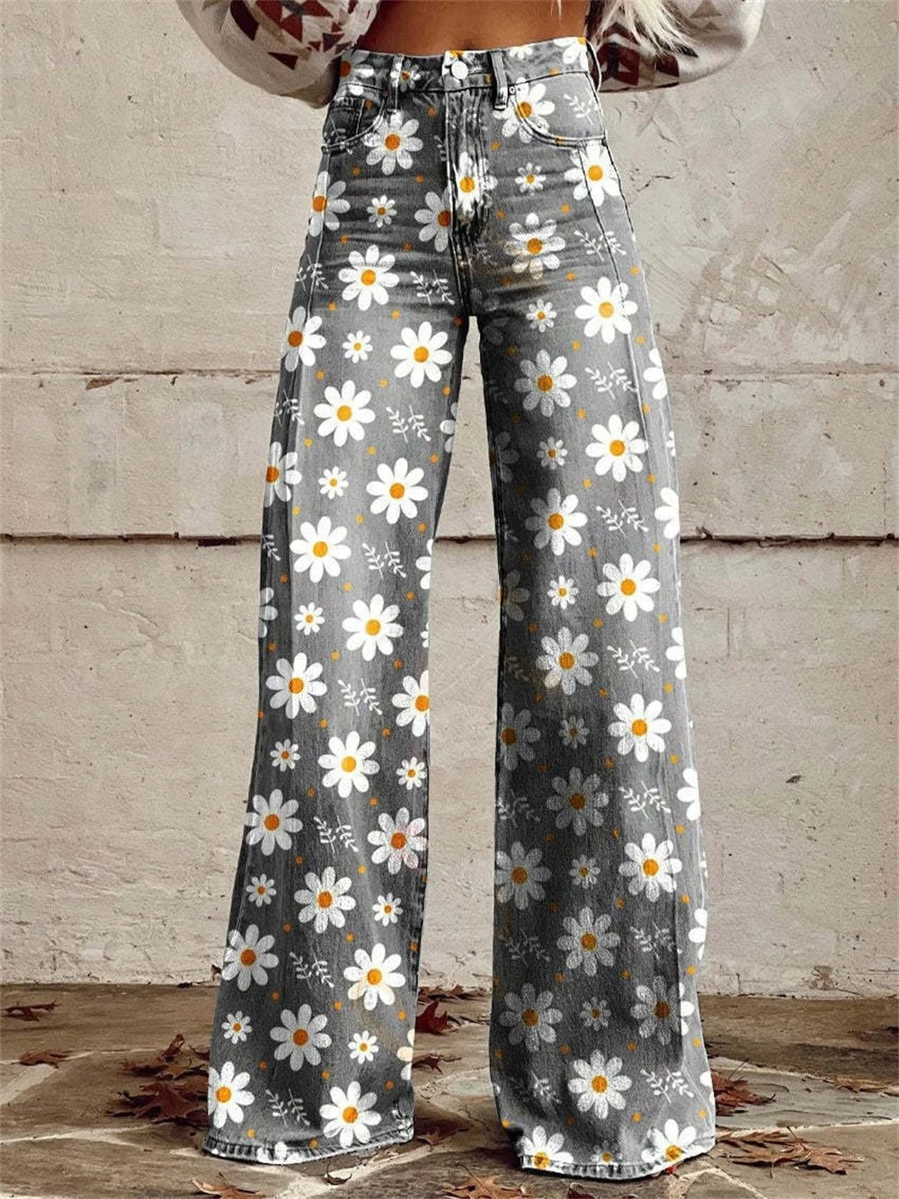 Estella – Farbenfrohe Blumen Hose mit Weitem Bein