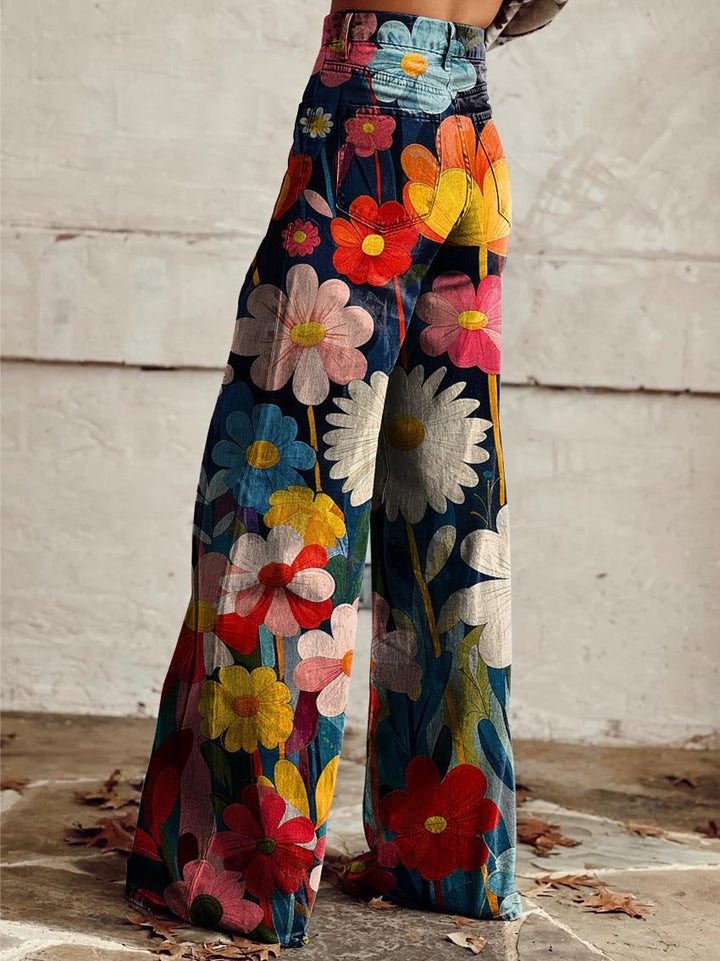 Liera – Strahlende Blüte Hose mit Weitem Bein