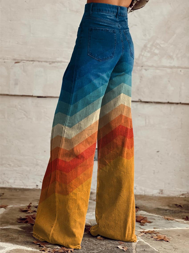 Calliope – Lebendiger Sonnenuntergang Hose mit Weitem Bein