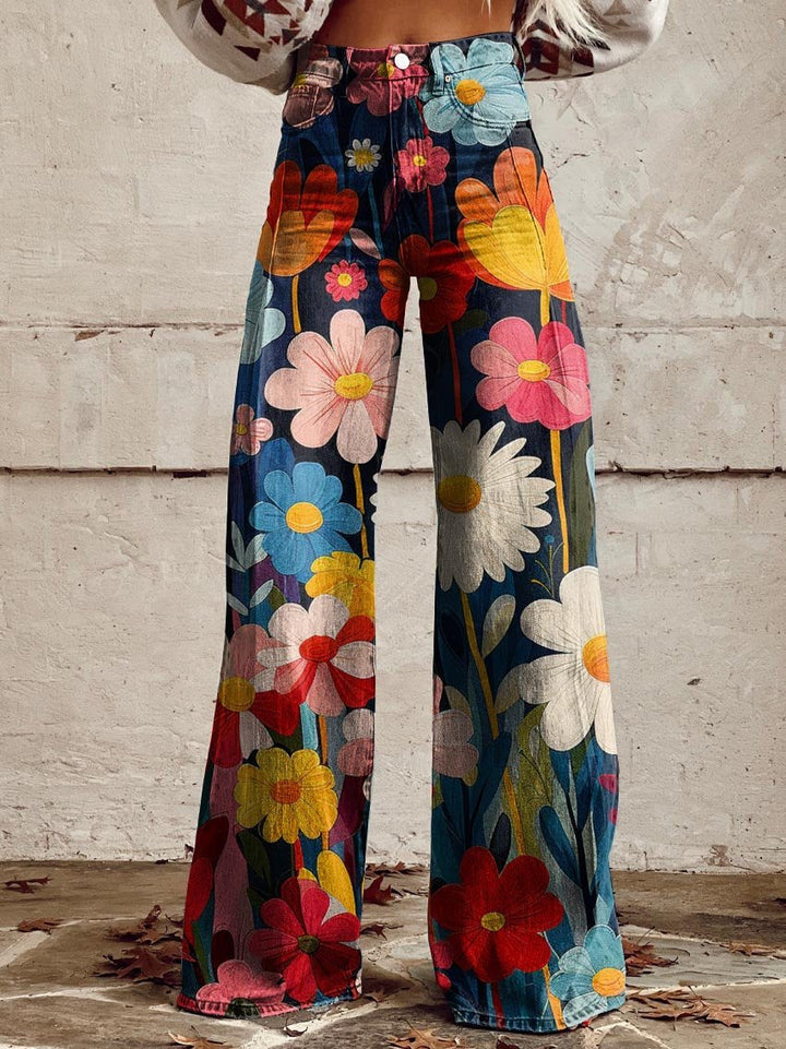 Liera – Strahlende Blüte Hose mit Weitem Bein